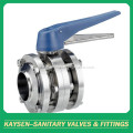 Sanitary Stainless Steel 3 piece Weld Butterfly Valve